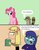 Size: 900x1160 | Tagged: safe, artist:abigail m., pinkie pie, oc, g4, chowder, comic sans, crossover, florentine, kendall perkins, kick buttowski suburban daredevil, male, non-mlp oc, regular show