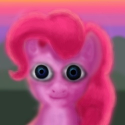 Size: 1400x1400 | Tagged: safe, artist:lyun, pinkie pie, earth pony, pony, g4, creepy, female, solo