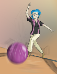 Size: 500x647 | Tagged: safe, artist:lemondevil, allie way, human, g4, bowling, bowling ball, humanized, wip