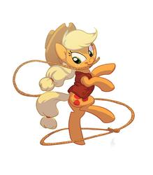 Size: 826x945 | Tagged: safe, artist:carnifex, applejack, earth pony, pony, g4, female, lasso, simple background, solo