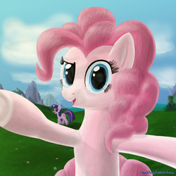 Size: 1600x1600 | Tagged: safe, artist:deathpwny, pinkie pie, twilight sparkle, earth pony, pony, unicorn, g4, duo, female