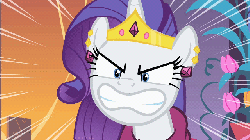 Size: 640x360 | Tagged: safe, screencap, rarity, pony, g4, season 1, the best night ever, angry, animated, clothes, dress, female, gala dress, gif, glare, gritted teeth, jewelry, loop, solo, speed lines, tiara, wide eyes