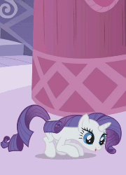 Size: 360x500 | Tagged: safe, screencap, rarity, pony, unicorn, g4, animated, carousel boutique, female, horn, jumping, leg wiggle, mare, solo