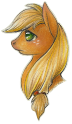 Size: 350x600 | Tagged: safe, artist:nikohl, applejack, earth pony, pony, g4, female, profile, simple background, solo, traditional art