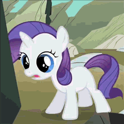 Size: 250x250 | Tagged: safe, screencap, rarity, pony, g4, season 1, the cutie mark chronicles, animated, blank flank, dumb rock, female, filly, solo, younger
