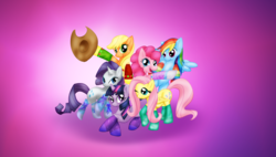 Size: 1900x1080 | Tagged: safe, artist:zedrin, applejack, fluttershy, pinkie pie, rainbow dash, rarity, twilight sparkle, g4, clothes, mane six, socks, wallpaper