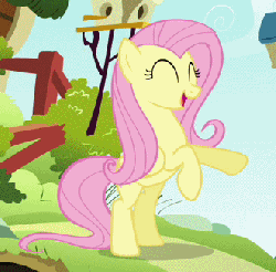 Size: 330x325 | Tagged: safe, screencap, fluttershy, pegasus, pony, g4, putting your hoof down, season 2, animated, bipedal, cropped, cute, eyes closed, female, fluttershy's cottage, hoofy-kicks, mare, open mouth, shyabetes, solo