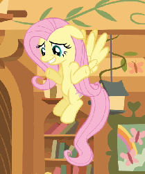 Size: 503x600 | Tagged: safe, screencap, fluttershy, pony, g4, hurricane fluttershy, season 2, animated, cropped, female, floppy ears, fluttershy's cottage, loop, shrug, solo