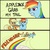 Size: 1414x1406 | Tagged: safe, artist:snigelkrantz, applejack, rainbow dash, earth pony, pegasus, pony, g4, applejack's hat, biting, comic, cowboy hat, dialogue, exploitable meme, female, grab my meme, hat, mare, meme, mouth hold, rainbow, rainbow trail, stetson, tail, tail bite, tail pull