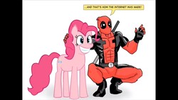 Size: 1366x768 | Tagged: artist needed, safe, pinkie pie, earth pony, pony, g4, crossover, deadpool, female, mare, marvel