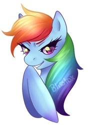Size: 326x462 | Tagged: safe, artist:blisstox, rainbow dash, pony, g4, female, looking at you, simple background, solo, white background