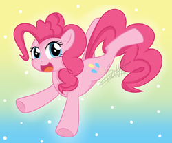 Size: 900x750 | Tagged: safe, artist:maplesunrise, pinkie pie, earth pony, pony, g4, cute, diapinkes, female, gradient background, mare, open mouth, solo