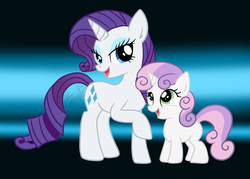 Size: 900x643 | Tagged: safe, artist:maplesunrise, rarity, sweetie belle, pony, unicorn, g4, belle sisters, cutie mark, duo, duo female, female, filly, mare, open mouth, siblings, sisters