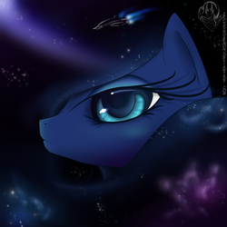 Size: 1000x1000 | Tagged: safe, artist:zephrysdaemon, princess luna, pony, g4, female, mass effect, parody, solo, spaceship