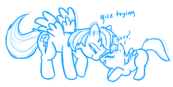 Size: 900x453 | Tagged: safe, artist:mickeymonster, rainbow dash, scootaloo, g4, monochrome, scootalove