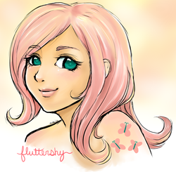 Size: 2551x2503 | Tagged: safe, artist:thecatspanky, fluttershy, human, g4, female, high res, humanized, solo