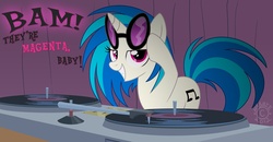 Size: 1287x668 | Tagged: safe, artist:nabbiekitty, dj pon-3, vinyl scratch, pony, unicorn, g4, female, mare, solo, turntable