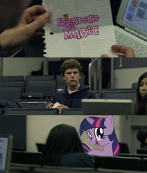 Size: 600x706 | Tagged: safe, twilight sparkle, human, g4, mark zuckerberg, meme, the social network