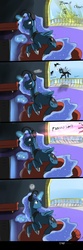 Size: 1500x4500 | Tagged: safe, artist:stupidyou3, princess luna, changeling, gamer luna, a canterlot wedding, g4, :p, comic, frown, gritted teeth, headphones, luna is friggen useless, magic, prone, question mark, smiling, tongue out, video game