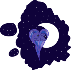 Size: 3756x3664 | Tagged: safe, artist:pyrestriker, princess luna, pony, g4, crescent moon, female, heart, heart pony, high res, simple background, sleeping, solo, tangible heavenly object, transparent background, vector