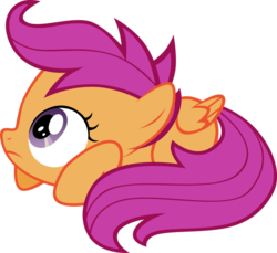 Size: 900x824 | Tagged: safe, scootaloo, pegasus, pony, g4, cowering, cute, cutealoo, female, filly, prone, scared, simple background, solo, transparent background