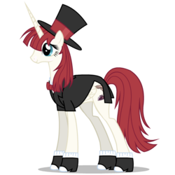 Size: 600x600 | Tagged: safe, artist:mixermike622, oc, oc only, oc:fausticorn, g4, clothes, hat, lauren faust, spats, top hat, tuxedo