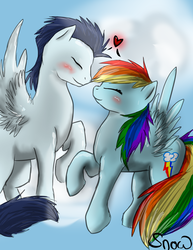 Size: 1700x2200 | Tagged: safe, artist:chimaruk, rainbow dash, soarin', g4, blushing, female, male, ship:soarindash, shipping, straight