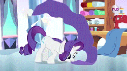 Size: 400x225 | Tagged: safe, screencap, rarity, pony, g4, season 3, the crystal empire, animated, crystal empire, fabric, female, hub logo, sewing machine, solo, the ballad of the crystal empire