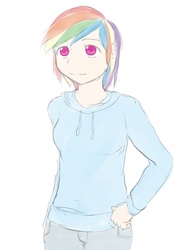 Size: 825x1155 | Tagged: safe, artist:kprovido, rainbow dash, human, g4, humanized, solo