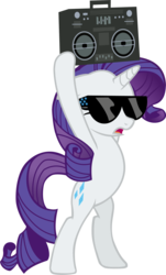 Size: 1220x2020 | Tagged: safe, artist:delphince, rarity, pony, unicorn, g4, belly, bipedal, boombox, female, mare, simple background, solo, sunglasses, swag, transparent background, vector