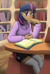 Size: 810x1200 | Tagged: safe, artist:advanceddefense, twilight sparkle, human, twilight unbound, g4, dark skin, humanized