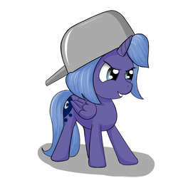 Size: 900x900 | Tagged: safe, artist:sokolas, princess luna, pony, g4, cute, female, filly, saucepan, solo, woona