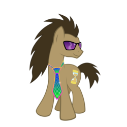 Size: 900x900 | Tagged: safe, artist:nowego, doctor whooves, time turner, earth pony, pony, g4, alternate hairstyle, disco, male, necktie, simple background, solo, stallion, sunglasses, transparent background