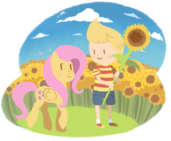 Size: 581x481 | Tagged: safe, fluttershy, g4, crossover, lucas, mother 3, nintendo