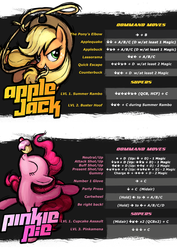 Size: 707x1000 | Tagged: safe, applejack, pinkie pie, fighting is magic, g4, moves list