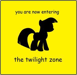 Size: 812x788 | Tagged: safe, twilight sparkle, g4, comic sans, pun, silhouette, the twilight zone