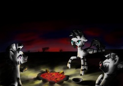 Size: 1470x1029 | Tagged: safe, artist:madhotaru, zecora, oc, zebra, g4, night, silly