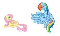 Size: 1178x716 | Tagged: safe, artist:noxxplush, fluttershy, rainbow dash, g4, simple background