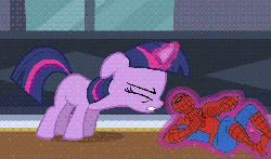 Size: 868x512 | Tagged: safe, edit, edited screencap, screencap, twilight sparkle, a canterlot wedding, g4, 60s spider-man, animated, female, filly, filly twilight sparkle, male, meme, spider-man