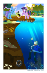 Size: 776x1200 | Tagged: safe, artist:pixelkitties, trixie, twilight sparkle, g4, crossover, friday the 13th, jason voorhees