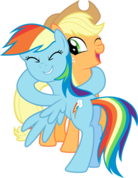 Size: 3000x3866 | Tagged: safe, artist:sulyo, applejack, rainbow dash, g4, hurricane fluttershy, female, high res, hug, simple background, transparent background, vector