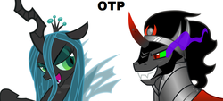 Size: 884x398 | Tagged: safe, king sombra, queen chrysalis, changeling, changeling queen, pony, umbrum, unicorn, g4, my little pony: friendship is magic, season 3, exploitable meme, female, male, meme, otp, season 3 villain, ship:chrysombra, shipping, simple background, sombra eyes, straight, vector, white background