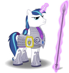 Size: 4765x5052 | Tagged: safe, artist:regolithx, shining armor, pony, unicorn, g4, absurd resolution, armor, magic, male, simple background, solo, spear, stallion, transparent background