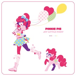 Size: 1200x1200 | Tagged: safe, artist:nitlo, pinkie pie, human, g4, balloon, boots, bracelet, human ponidox, humanized, necklace, pixiv