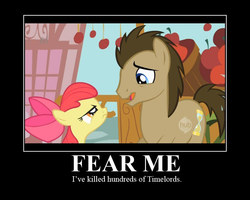 Size: 750x600 | Tagged: safe, edit, edited screencap, screencap, apple bloom, doctor whooves, time turner, earth pony, pony, call of the cutie, g4, demotivational poster, female, filly, foal, male, meme, stallion