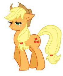 Size: 394x474 | Tagged: safe, artist:galacta, applejack, earth pony, pony, g4, female, simple background, solo