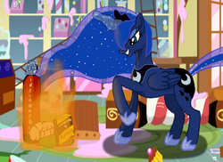 Size: 550x400 | Tagged: safe, artist:thexiiilightning, princess luna, pony, g4, cooking, female, magic, solo