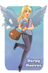 Size: 643x979 | Tagged: safe, artist:innerd, derpy hooves, human, g4, female, humanized, solo, winged humanization