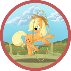 Size: 1862x1862 | Tagged: safe, artist:zap-apple, applejack, earth pony, pony, g4, female, jumping, lasso, solo