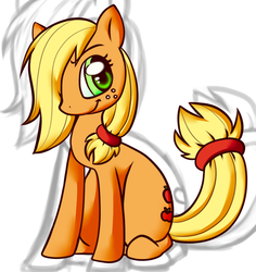 Size: 789x837 | Tagged: safe, artist:firepainter65, applejack, earth pony, pony, g4, female, hair over one eye, sitting, solo